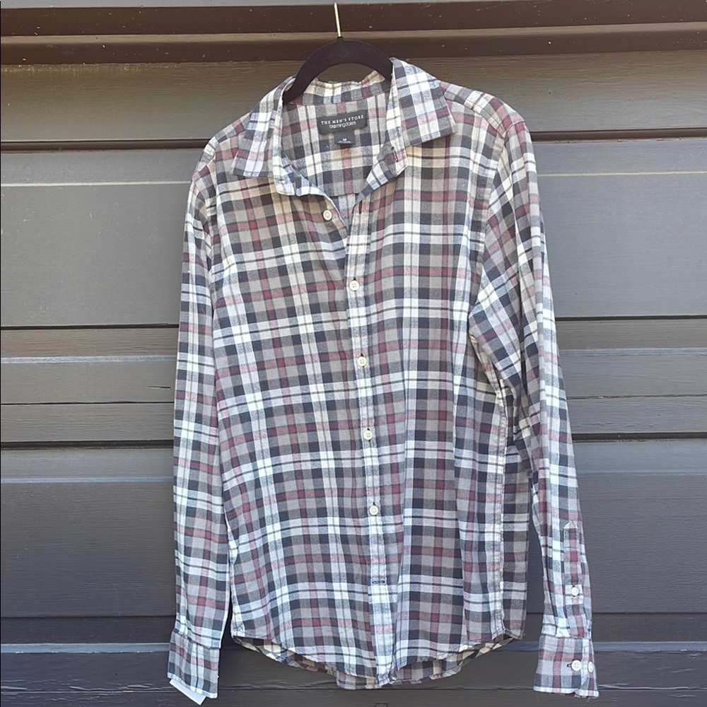 Men's Plaid Shirt - Black, White, and Gray Flannel